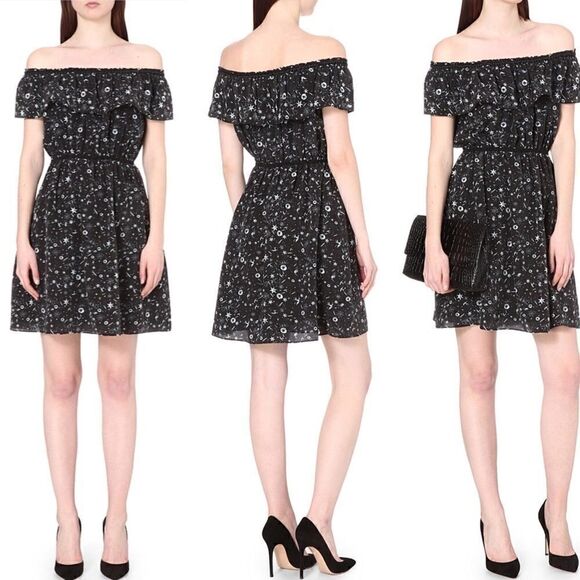 The Kooples Black Tattoo Print Silk Dress Halloween Witch Small - Picture 1 of 7